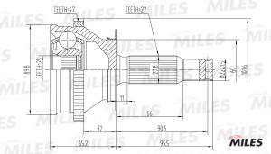 ШРУС наружный HYUNDAI TRAJET 99-01 (с ABS) (GKN 305463) GA20173 GA20173 MILES