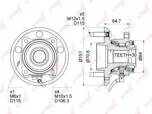 к-кт подшипника ступ. зад.!\ Chevrolet Captiva 2.0D/3.2 06> WH-1130 LYNXAUTO