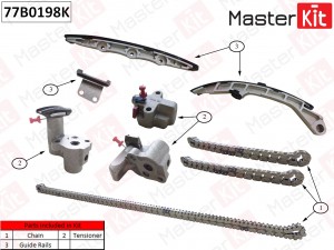 Комплект цепи ГРМ Nissan/Infiniti Murano/FX 3.5i VQ35DE 2004-2009 77B0198K 77B0198K MASTER KIT