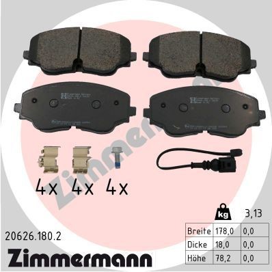 Колодки тормозные VW TIGUAN 20- перед. 206261802 ZIMMERMANN