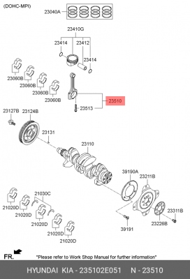 ШАТУН ДВИГАТЕЛЯ  23510-2E051 235102E051 HYUNDAI KIA