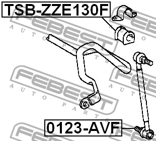 Втулка переднего стабилизатора D24 TSB-ZZE130F FEBEST