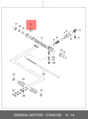Опора рулевой рейки правая (без Г/У) 07848188 07848188 GENERAL MOTORS