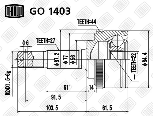 ШРУС Nissan Primera P11 (96-) ABS (наруж.) (GO 1403) GO 1403 TRIALLI
