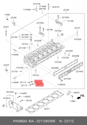 Седло клапана впускного D6HA  AERO 2211282900 HYUNDAI KIA