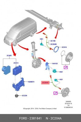 датчик ABS передний\ Ford Transit 14> 2381841 FORD