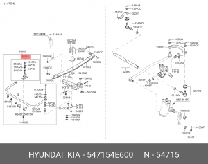 Кронштейн HYUNDAI HD35 крепления втулки стабилизатора переднего OE 547154E600 HYUNDAI KIA