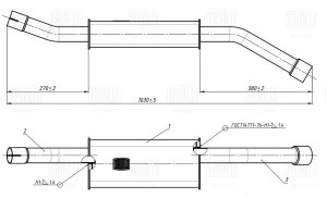 Резонатор Соболь 2217 дв. 402, 406 (алюминиз. сталь) EAM 0301 TRIALLI