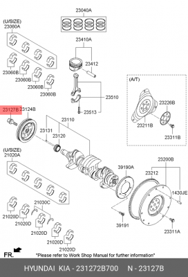 Болт HYUNDAI Solaris,i30,Tucson KIA Ceed,Cerato,Sportage шкива коленвала OE 231272B700 HYUNDAI KIA