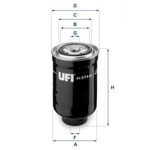 Фильтр топливный дизельный FORD Ranger 2.5/3.0 TDCi 06-12, TOYOTA LAND CRUISER 9 24.374.00 UFI