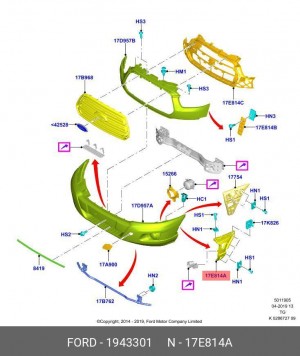 кронштейн переднего бампера левый!\ Ford Transit 14> 1 943 301 FORD