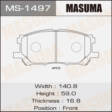 колодки дисковые передние!\ Lexus RX300 all 03> MS1497 MASUMA