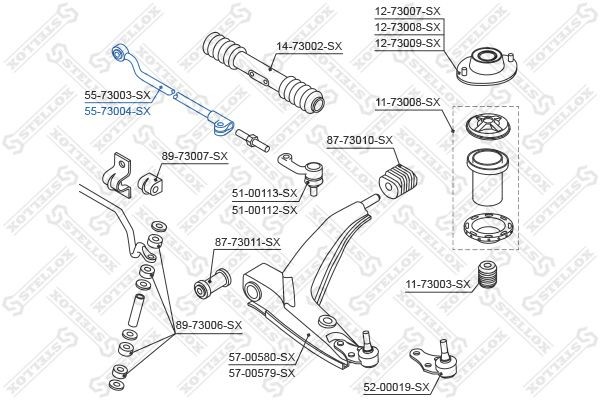 тяга рулевая правая!\ Daewoo Lanos 97> 55-73004-SX STELLOX