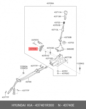 Рычаг КПП HYUNDAI Solaris (10-) OE 437401R300 HYUNDAI KIA