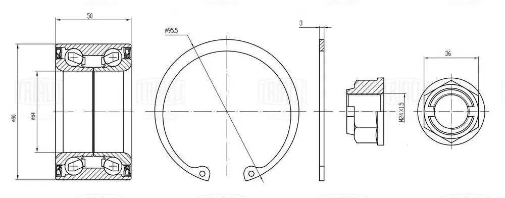 Подшипник ступицы для а/м Mercedes-Benz M W164 (05-)/GL (06-) задн. (кмпл.) (CS  CS1594 TRIALLI