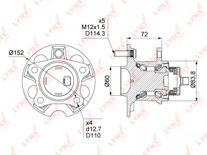 к-кт подшипника ступицы колеса!\Toyota Avensis (T25) 05> WH-1503 LYNXAUTO