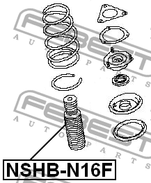 Пыльник и отбойник NISSAN Almera (N16E) амортизатора переднего комплект на 1 амо NSHB-N16F FEBEST