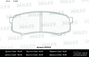 Колодки тормозные задние (Смесь CERAMIC серия PRO) TOYOTA LC 80/90/120 90/MITSUB E510212 MILES