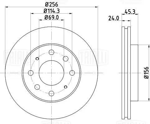Диск торм. Mitsubishi Carisma (95-)/Galant (88-) перед. d=256 (DF 117205) DF117205 TRIALLI