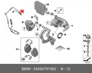 Датчик износа тормозных колодок BMW 5 (F10,F11),6 (F12,F13) задний OE 34 35 6 791 962 BMW
