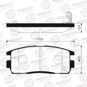 Колодки тормозные дисковые Avantech задние (противоскрипная пластина в компл.) AV097 AVANTECH
