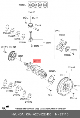 Вал коленчатый HYUNDAI i40 (11-) (2.0) OE 620V62EH00 HYUNDAI KIA