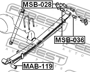 Втулка рессоры MITSUBISHI L200,L200 SPORTERO KB9T 2005.05- MSB-036 MSB-036 FEBEST