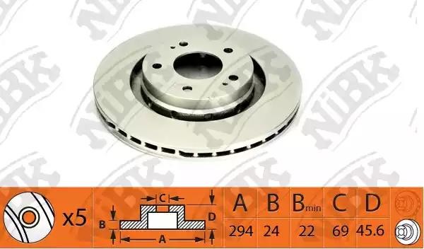 Диск тормозной передние MITSUBISHI OUTLANDER 03/CITROEN C-CROSSER/PEUGEOT 4007 R RN1403 NIBK