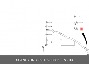Втулка стабилизатора SSANGYONG Musso,Korando (98-) переднего (большая) OE 6313230385 SSANG YONG