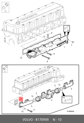 прокладка выпуск коллектора !(м) 4 отв 6x\ VOLVO D12A 8170959 VOLVO