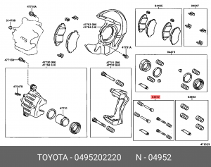 р/к суппорта тормозного переднего!\ Toyota Avensis/Corolla 1.6-2.2D-4D 03> 04952-02220 TOYOTA
