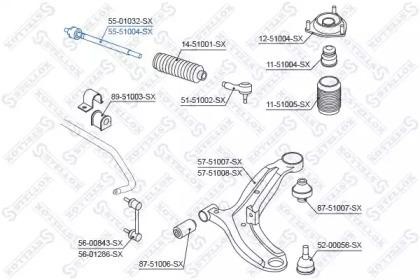 тяга рулевая! с г/у\ Hyundai Accent 99> 55-51004-SX STELLOX