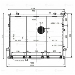 радиатор масляный! 1118x874x124\ К-744Р1 Кировец дв. ЯМЗ-238НД LOC0604 LUZAR