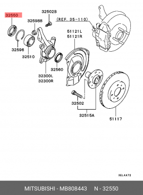 Сальник передней ступицы MB808443 MB808443 MITSUBISHI