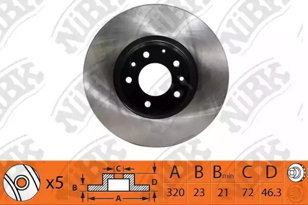 Диск тормозной MAZDA 6 (GG,GY) (02-07) передний (1шт.) NIBK RN1514 NIBK
