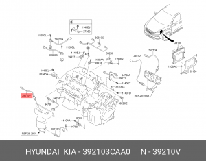 Датчик кислорода HYUNDAI Santa Fe (10-) KIA Sorento (09-) (3.5) верхний левый OE 392103CAA0 HYUNDAI KIA