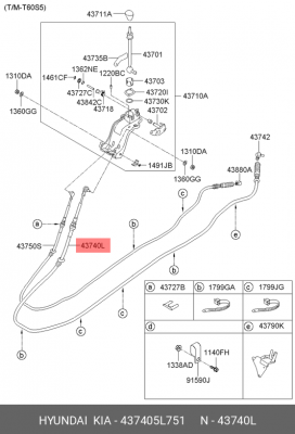 Трос КПП HYUNDAI HD65,78 дв.D4GA (M035S5) переключения OE 437405L751 HYUNDAI KIA