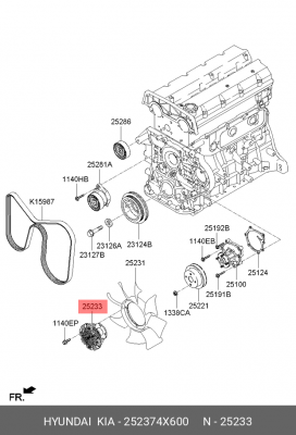 Вискомуфта KIA Bongo 3 (06-) привода вентилятора OE 252374X600 HYUNDAI KIA