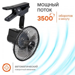 Вентилятор в салон 12V на прищепке автоповорот R=15см AIRLINE ACF-15-03 AIRLINE