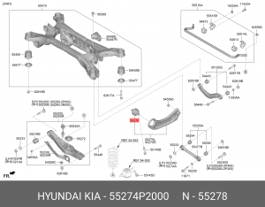 Сайлентблок рычага задней подвески право 55274P2000 55274P2000 HYUNDAI KIA