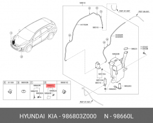 Форсунка HYUNDAI i40 омывателя фары левой OE 98680-3Z000 HYUNDAI KIA