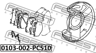 Пружинка прижимная торм.колодок TOYOTA LAND CRUISER PRADO 120150 (компл-10шт) 01 0103-002-PCS10 FEBEST