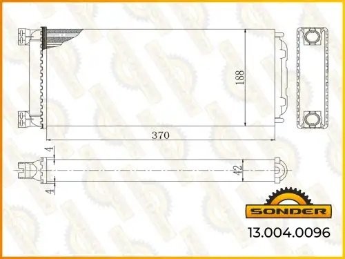 Радиатор отопителя 370*190*43 DAF 657585CF CF657585 XF95105 аналог 71302 130040096 SONDER
