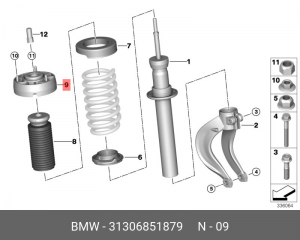 Верхняя опора амортизационной стойки 31306851879 31 30 6 851 879 BMW