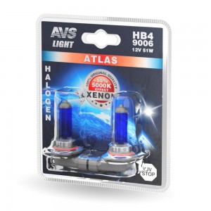Лампа галогенная HB49006 12В 55 Вт (5000К) кт.2шт. AVS ATLAS A78573S A78573S AVS