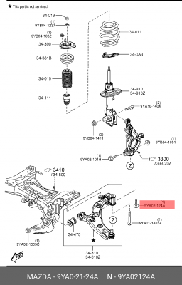 Болт MAZDA OE 9YA0-21-24A MAZDA