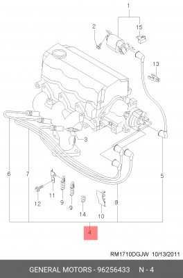 Провод высоковольтный DAEWOO Matiz (98-) (0.8) CHEVROLET Spark (0.8) комплект DA 96256433 DAEWOO