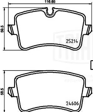 Колодки тормозные AUDI A6,A7 (11-) задние (4шт.) TRIALLI PF4135 TRIALLI