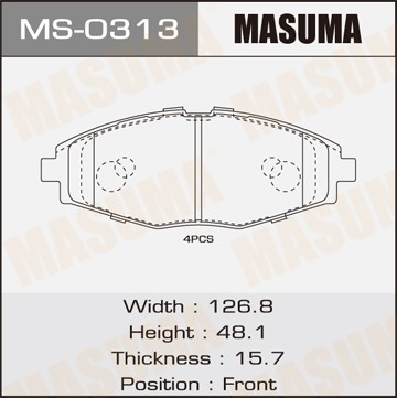 колодки дисковые передние!\ Daewoo Matiz 0.8 98> MS0313 MASUMA