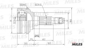 ШРУС наружный CHEVROLET LACETTI 1.4/1.6/1.8 05- (GKN 305237) GA20047 GA20047 MILES